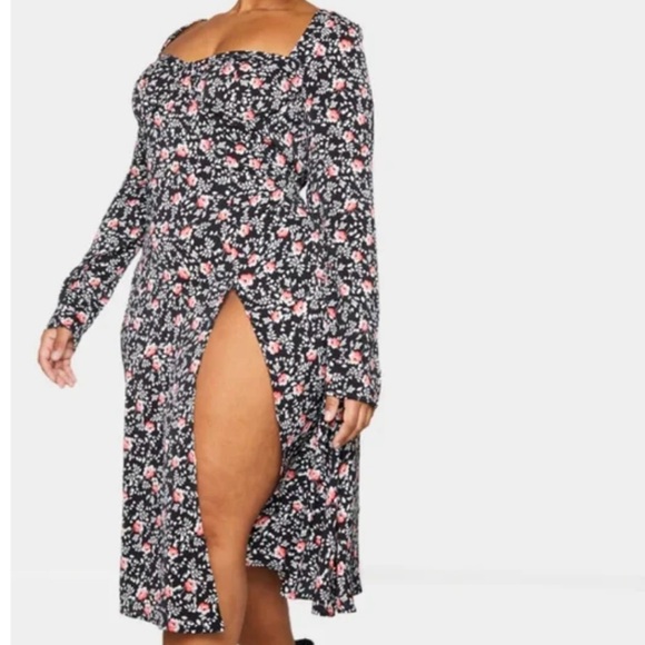 Pretty Little Things Plus Size Womens feminine floral dress with slits size 16 - Picture 1 of 14